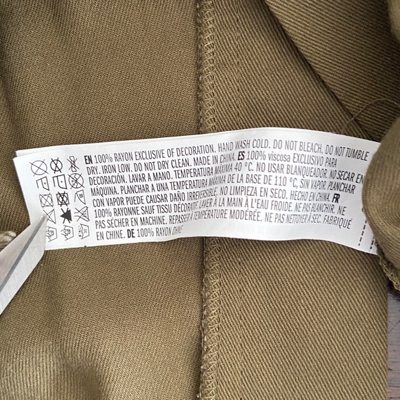 English Factory Olive Green Floral Embellished Military Utility Hoodie Jacket - Picture 10 of 11